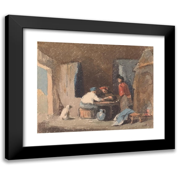 Thomas Sully 14x12 Black Modern Framed Museum Art Print Titled - Figures at a Table Inside a Cottage