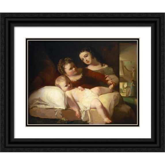 Thomas Sully 14x12 Black Ornate Wood Framed Double Matted Museum Art Print Titled: The David Children (1826)