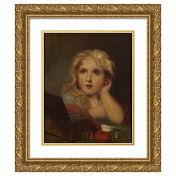 Thomas Sully 15x18 Gold Ornate Wood Frame and Double Matted Museum Art Print Titled - Portrait of a Child (1866)