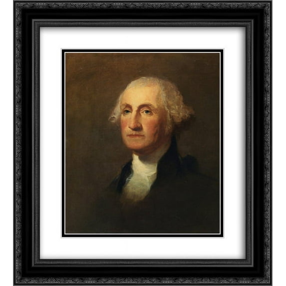 Thomas Sully 2x Matted 20x22 Black Ornate Framed Art Print 'George Washington'