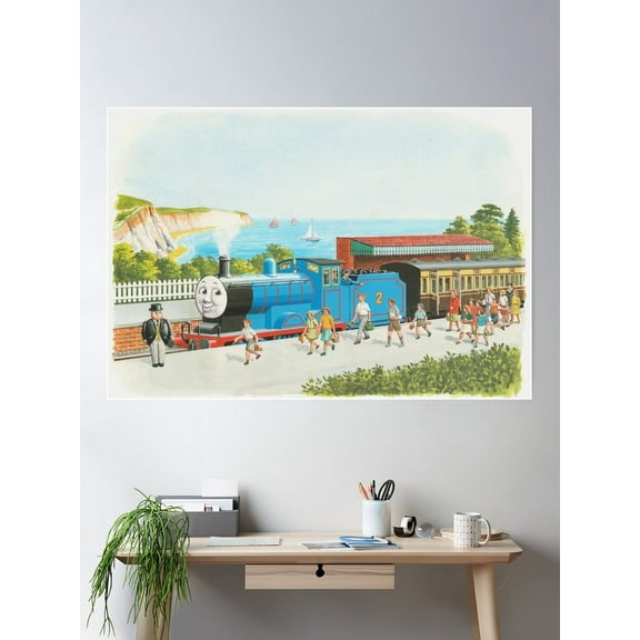 Thomas The Tank Engine Vintage Illustration: A Trip To The Seaside Poster Wall Art, Modern Wall Decor For Living Room Bedroom, Wall Art, 24x36 UNFRAMED