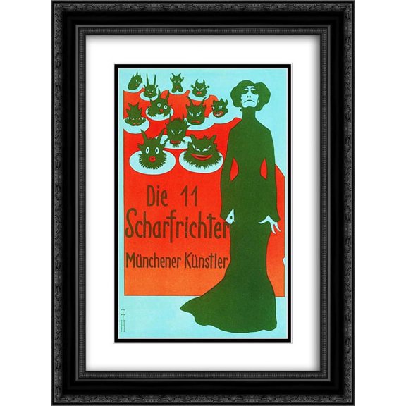 Thomas Theodor Heine 2x Matted 18x24 Black Ornate Framed Art Print 'The Eleven Executioners'