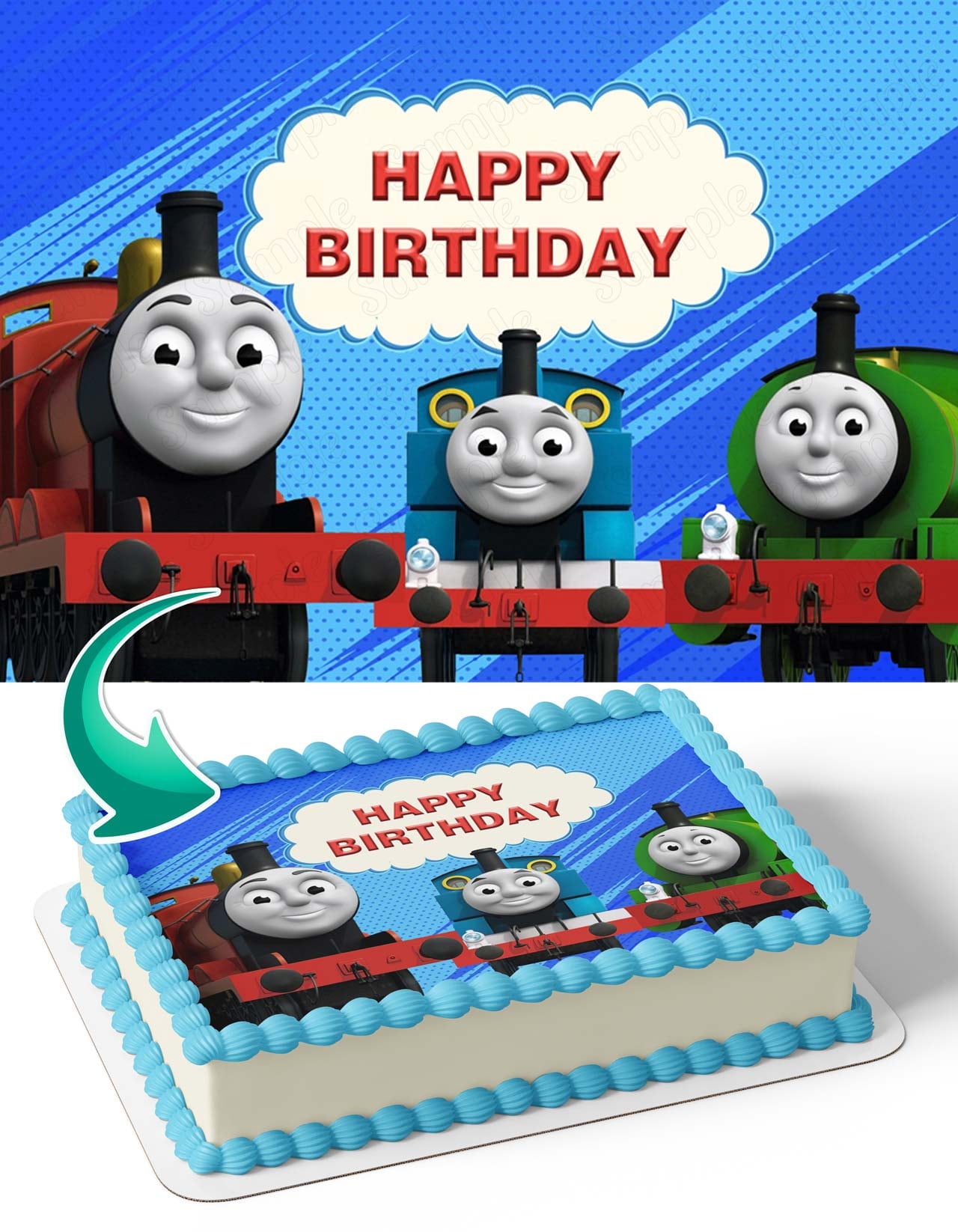 Thomas Train Friends Edible Image Cake Topper Personalized Birthday Sheet Decal Banner 1/4 Sheet