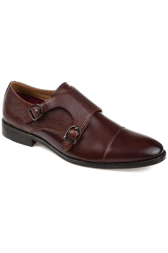 Mens Calvin Double Monk Strap Cap Toe Dress Shoe, Widths Available
