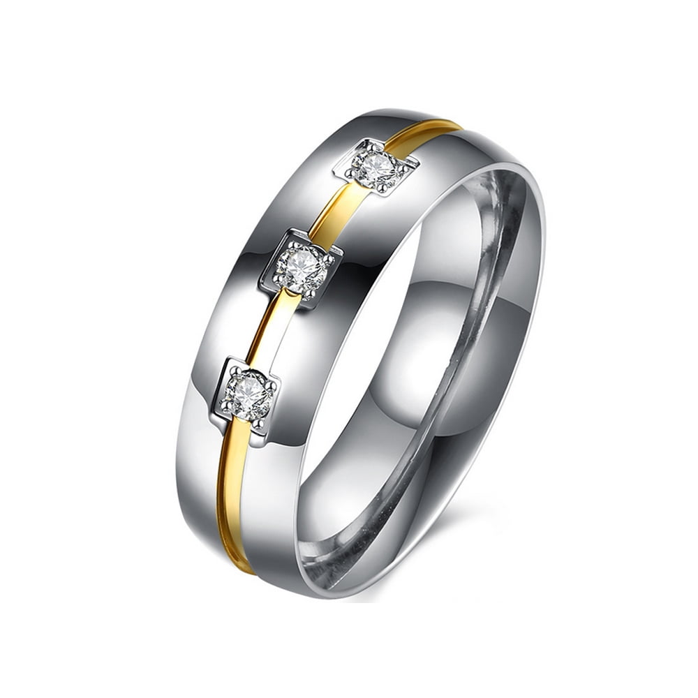 Thomas Country Rings Thomas Wedding Ring Band Gold Stainless Steel Men Women CZ Ginger Lyne ...