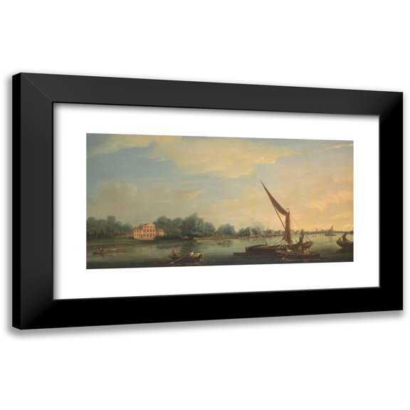 Thomas Whitcombe 14x9 Black Modern Framed Museum Art Print Titled - The Thames at Chelsea