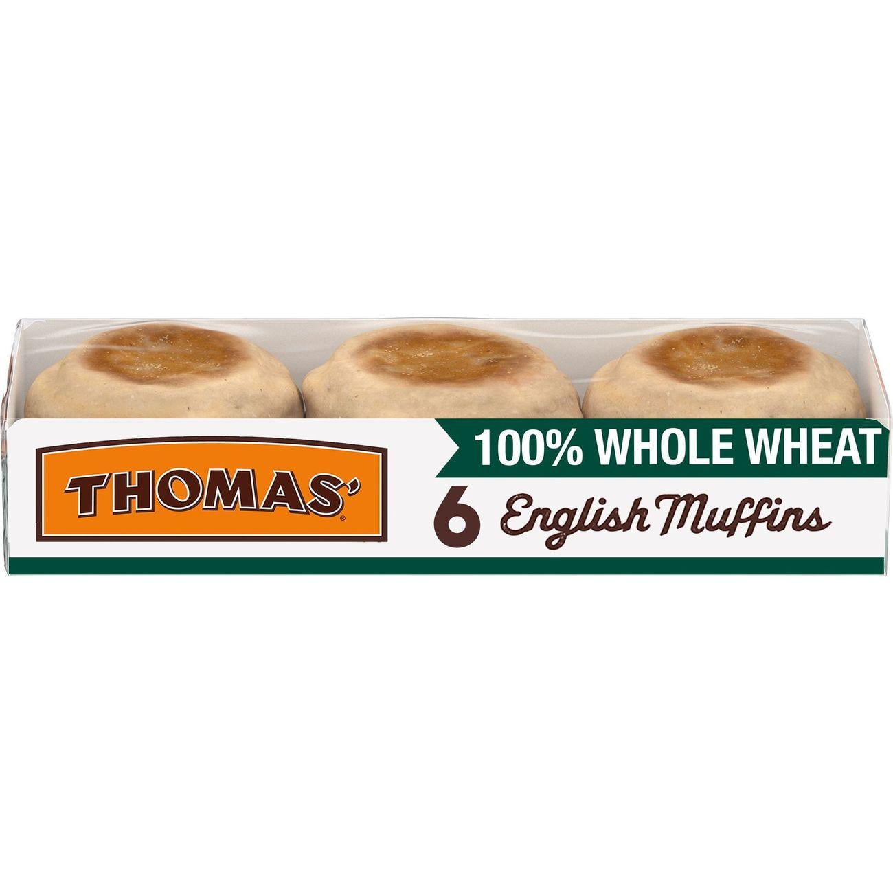 Thomas' Whole Wheat English Muffins 6 Ct Pack Of 1 | Healthy Bread Breakfast Toast Bakery Grains