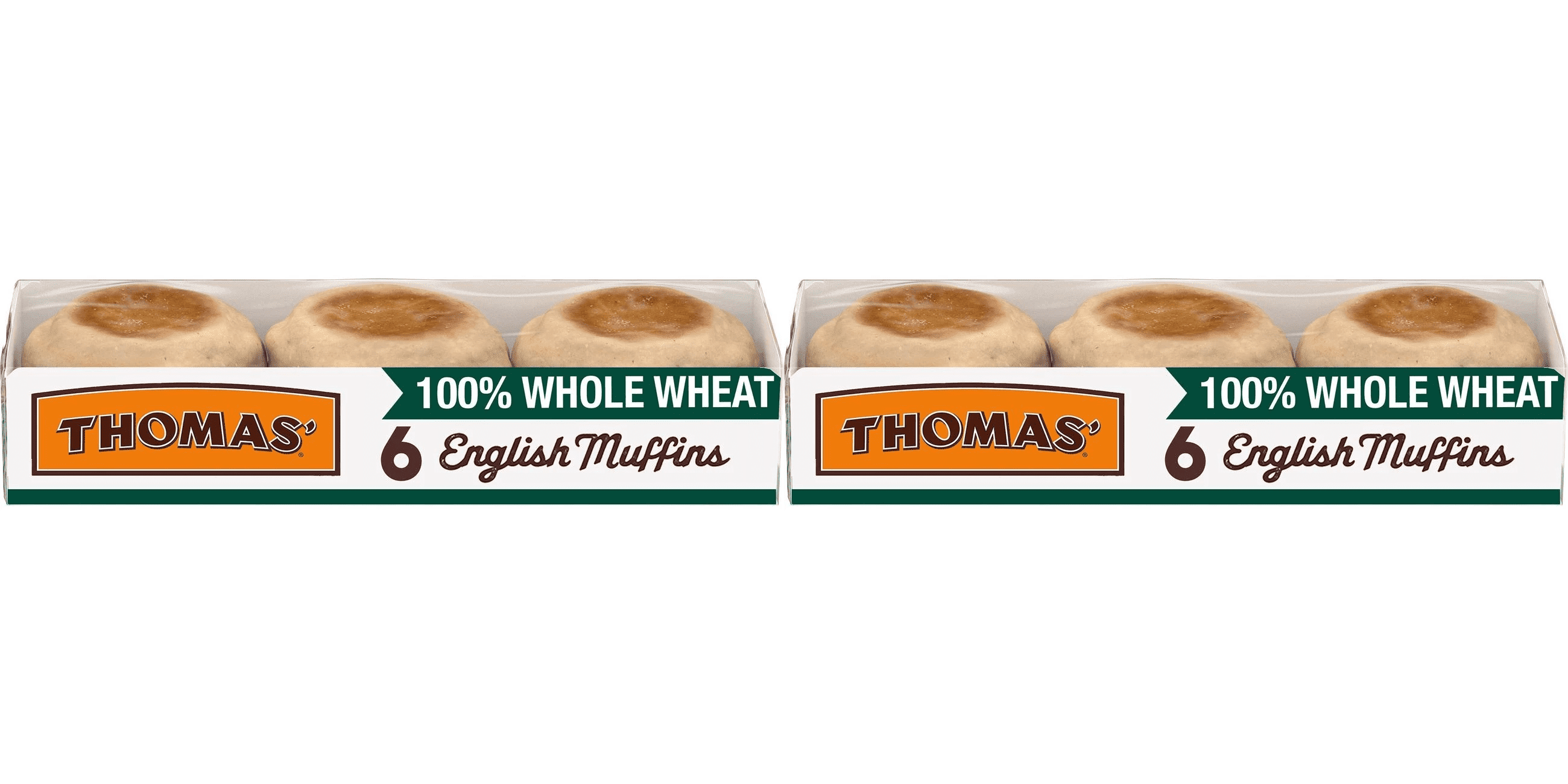 Thomas' Whole Wheat English Muffins, 6 ct pack of 2, Whole Wheat Muffins, Thomas' Muffins, Muffins, Breakfast Muffins, Pack of 2