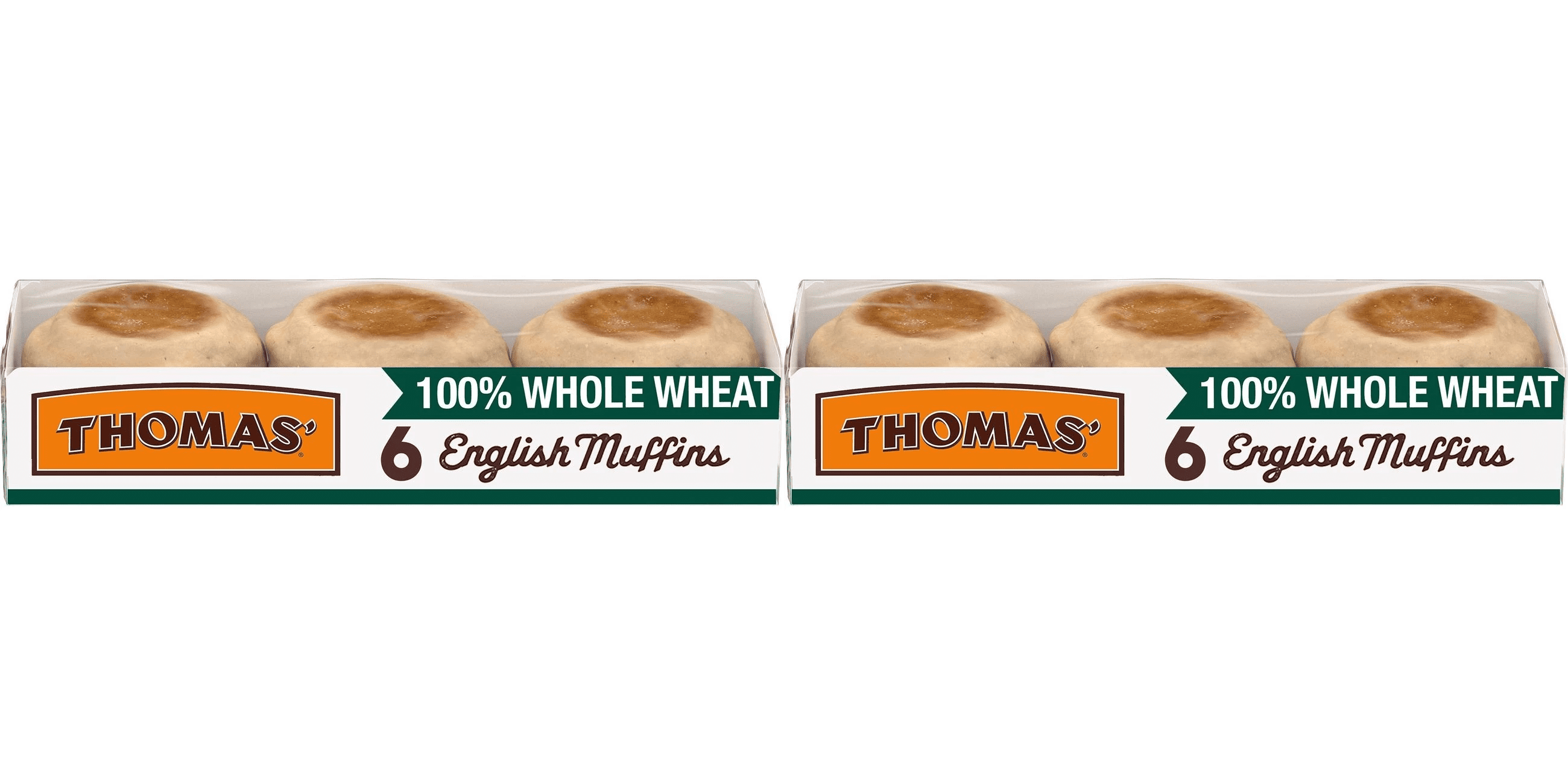 Thomas' Whole Wheat English Muffins, 6 ct pack of 2, Whole Wheat Muffins, Thomas' Muffins, Muffins, Breakfast Muffins, Pack of 2