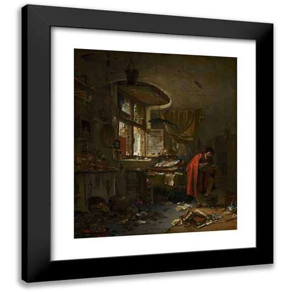 Thomas Wijck 12x14 Black Modern Framed Museum Art Print Titled - The Alchemist