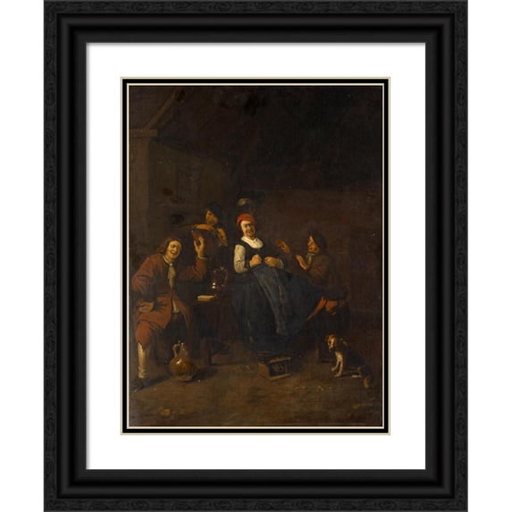 Thomas Wijck 15x18 Black Ornate Wood Framed Double Matted Museum Art Print Titled - Tavern Scene