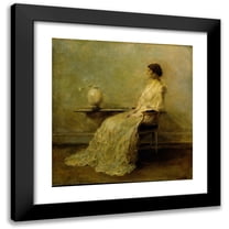 Thomas Wilmer Dewing 12x13 Black Modern Framed Museum Art Print Titled - Lady in White (No. 2) (ca. 1910)