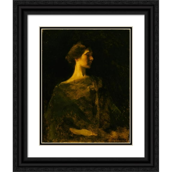 Thomas Wilmer Dewing 15x18 Black Ornate Wood Framed Double Matted Museum Art Print Titled - Alma (ca. 1895-1900)