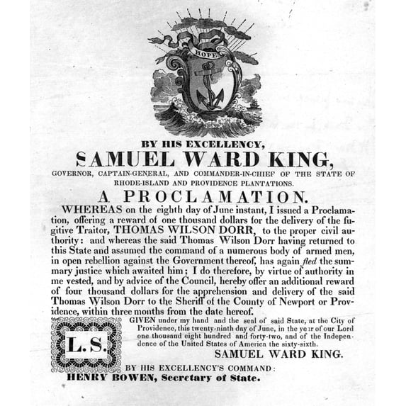 Thomas Wilson Dorr. A Warrant For The Arrest Of Th. Dorr History (24 x 36)