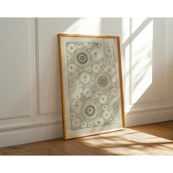 Thomas Wright Eye Circles, Vintage Occult Print, Surreal Cosmic Art, Lynchian Wall Decor, Public Domain, Abstract Aesthetic #2676, Unframed Poster Size 12x18