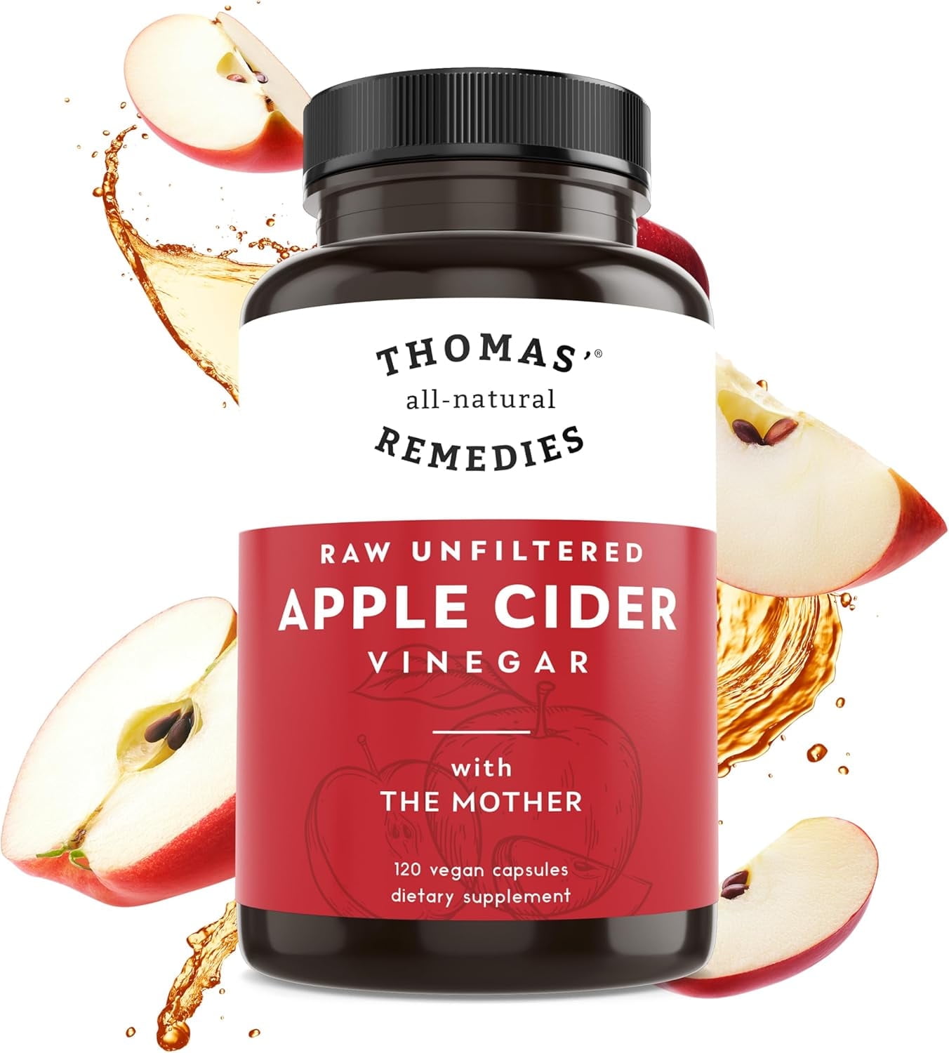 Thomas' all-natural Remedies Apple Cider Vinegar Capsules, 120 Count
