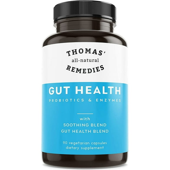Thomas' all-natural Remedies Gut Health with Digestive Enzymes, Probiotics, Ginger, Papaya, and Turmeric for Digestion and Bloating Relieve 90
