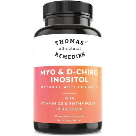 Thomas' all-natural Remedies MYO Inositol & D-Chiro Inositol Blend Supplement with Folate and Vitamin D3, Non-GMO, No Fillers, CoQ10, 90 Vegan Capsules.