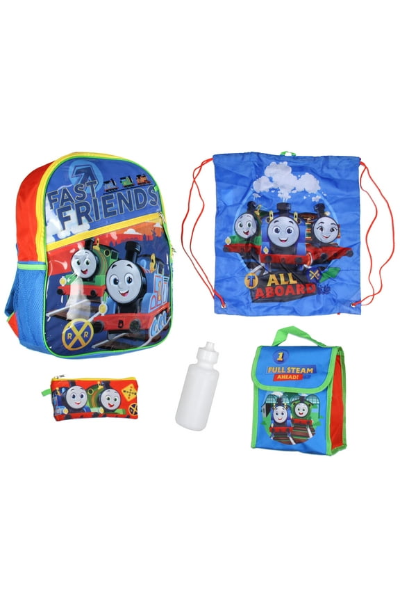 Thomas and Friends Backpack Thomas Train Fast Friends Backpack Set Lunch Box Pencil Case Water Bottle 5 Piece For Kids