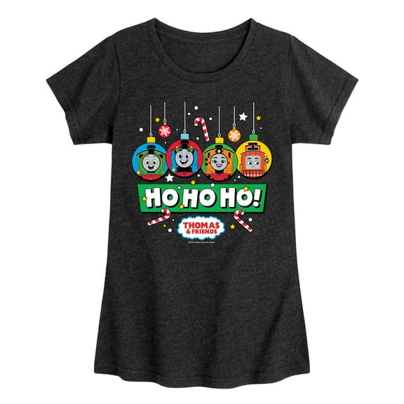Thomas & Friends - Group Ornaments Ho Ho Ho - Youth and Toddler Girls Fitted Short Sleeve Graphic T-Shirt