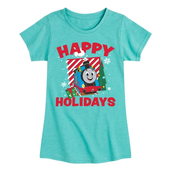 Thomas & Friends - Happy Holidays Thomas - Youth and Toddler Girls Fitted Short Sleeve Graphic T-Shirt