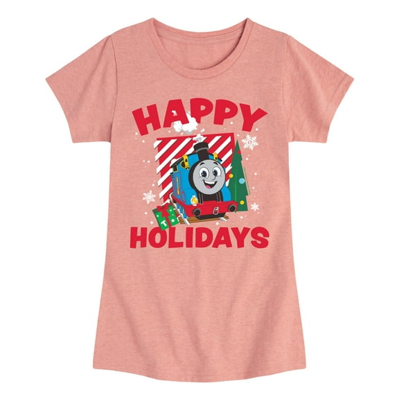 Thomas & Friends - Happy Holidays Thomas - Youth and Toddler Girls Fitted Short Sleeve Graphic T-Shirt