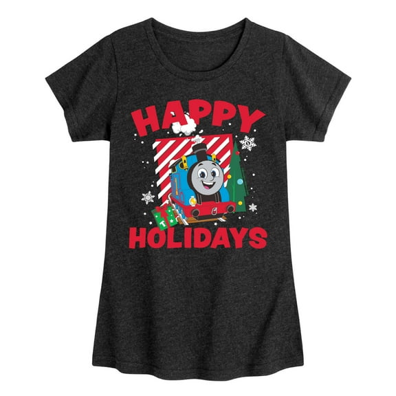 Thomas & Friends - Happy Holidays Thomas - Youth and Toddler Girls Fitted Short Sleeve Graphic T-Shirt