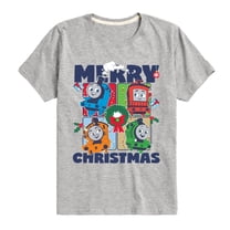 Thomas & Friends - Merry Christmas Grid White Only - Youth and Toddler Short Sleeve Graphic T-Shirt