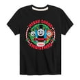 thumbnail image 1 of Thomas & Friends - Merry Sodor Christmas Darks Only - Youth and Toddler Short Sleeve Graphic T-Shirt, 1 of 5