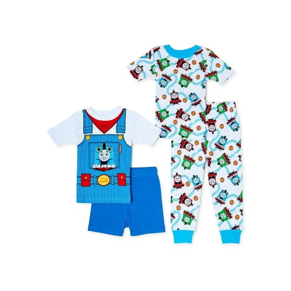 Thomas and Friends Toddler Boy T-Shirt, Short, and Pants Pajama Set, 4-Piece, Sizes 2T-4T