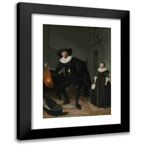 Thomas de Keyser 11x14 Black Modern Framed Museum Art Print Titled - A Musician and His Daughter (1629)