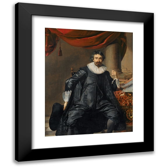 Thomas de Keyser 12x14 Black Modern Framed Museum Art Print Titled - Portrait of a Man (1631)