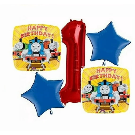 Thomas the Tank Balloon Bouquet 1st Birthday 5 pcs - Party Supplies