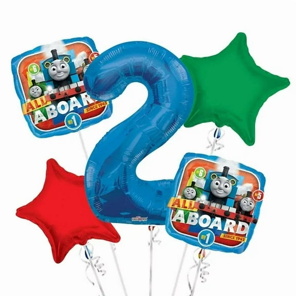 Thomas the Tank Train 2nd Happy Birthday Balloon Bouquet 5 Piece Set