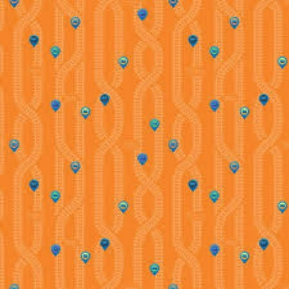 Thomas the Train Full Steam Ahead Key Locations Orange Cotton Fabric