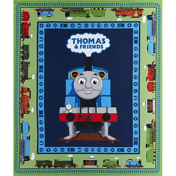 Thomas the Train Green Panel Fabric