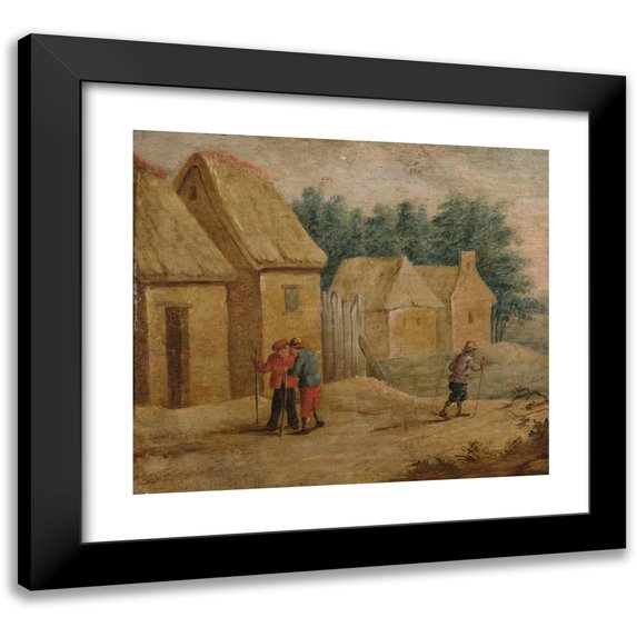 Thomas van Apshoven 17x15 Black Modern Framed Museum Art Print Titled - Village Buildings with Peasants