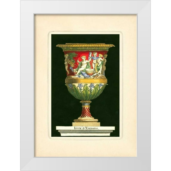Thomassin, S. 24x32 White Modern Wood Framed Museum Art Print Titled - Vase with Cherubs