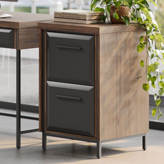 Thomasville Alderbrook 21"D Vertical 2-Drawer File Cabinet, Walnut/Matte Black