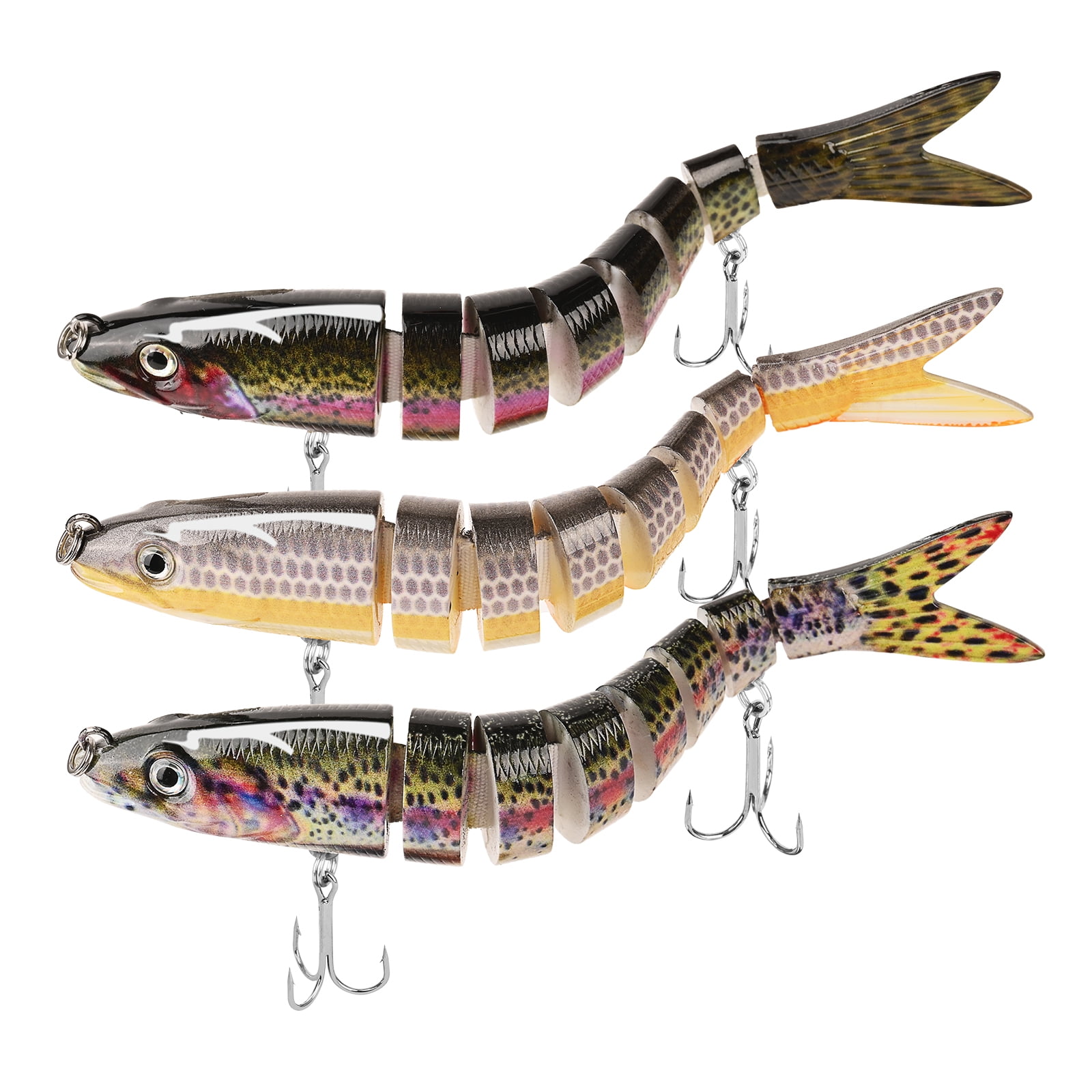Thomify Hard MultiJointed Fishing Lure Swimbait Topwater Crankbait for Bass Trout Musky Pike