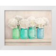 thumbnail image 1 of Thomlinson, Jenny 14x12 White Modern Wood Framed Museum Art Print Titled - Peonies in Mason Jars, 1 of 4