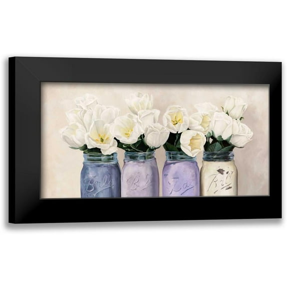 Thomlinson, Jenny 18x11 Black Modern Framed Museum Art Print Titled - Tulips in Mason Jars- detail
