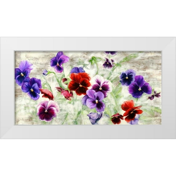 Thomlinson, Jenny 32x18 White Modern Wood Framed Museum Art Print Titled - Field of Pansies