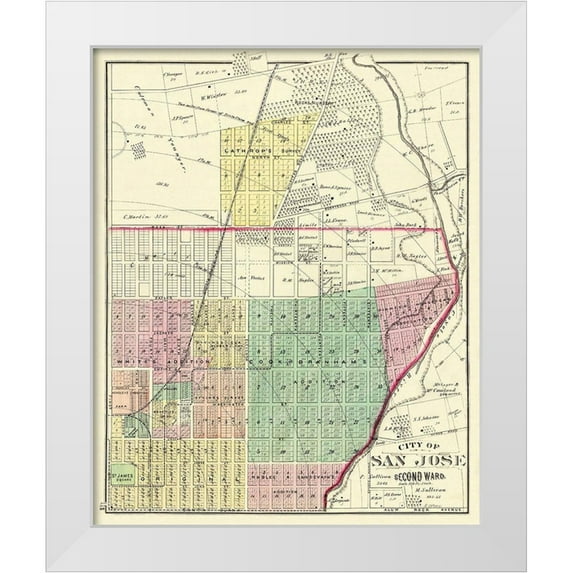 Thompson 26x31 White Modern Wood Framed Museum Art Print Titled - San Jose, 2ndWard California Landowner