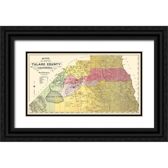 Thompson 32x19 Black Ornate Wood Framed with Double Matting Museum Art Print Titled - Tulare California - Thompson 1892