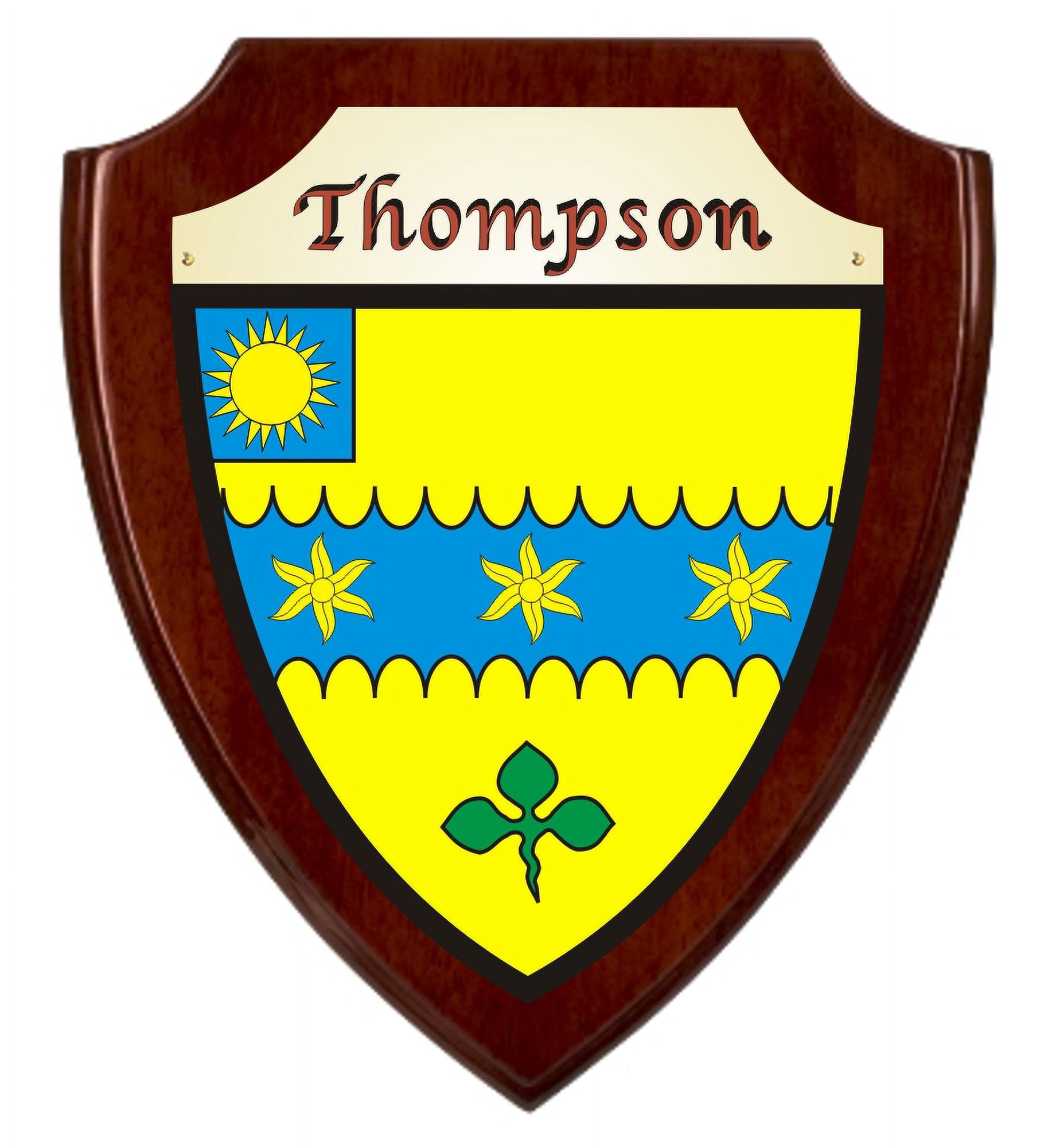 Thompson Irish Coat of Arms Shield Plaque - Rosewood Finish