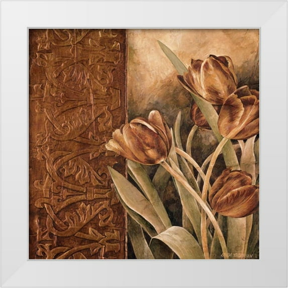 Thompson, Linda 12x12 White Modern Wood Framed Museum Art Print Titled - Copper Tulips I