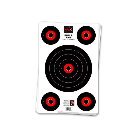 Thompson Target HALO Bullseye 10&4 Reactive Splatter Targets 12.5x19, 10 Pack, Black/Red, Large