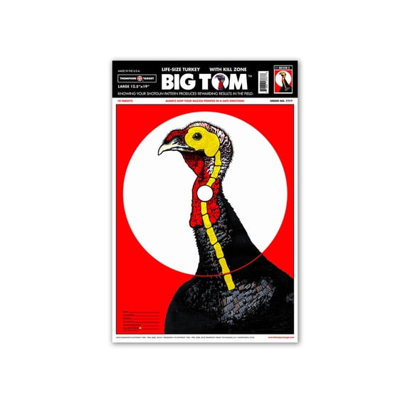 Thompson Target Life-Size Turkey Paper Hunting Targets 12.5x19, 30 Pack, Red, Large