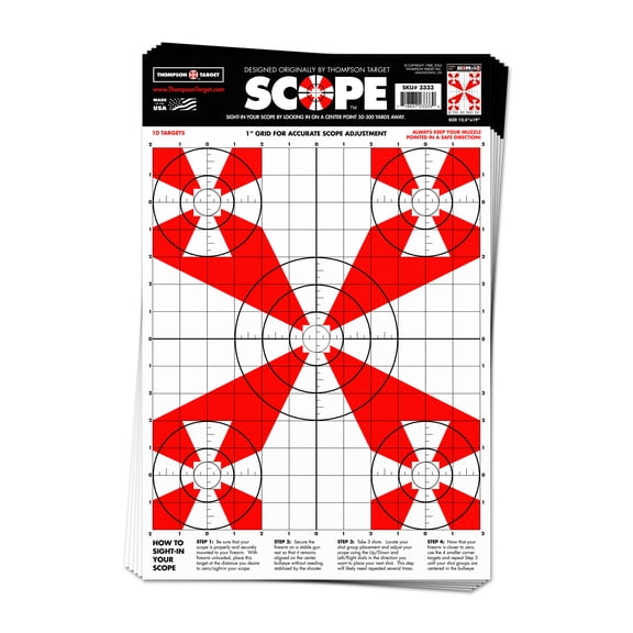 Thompson Target Scope | Optics Alignment Sight-In Paper Shooting Targets - 12.5"x19" (30 Pack)